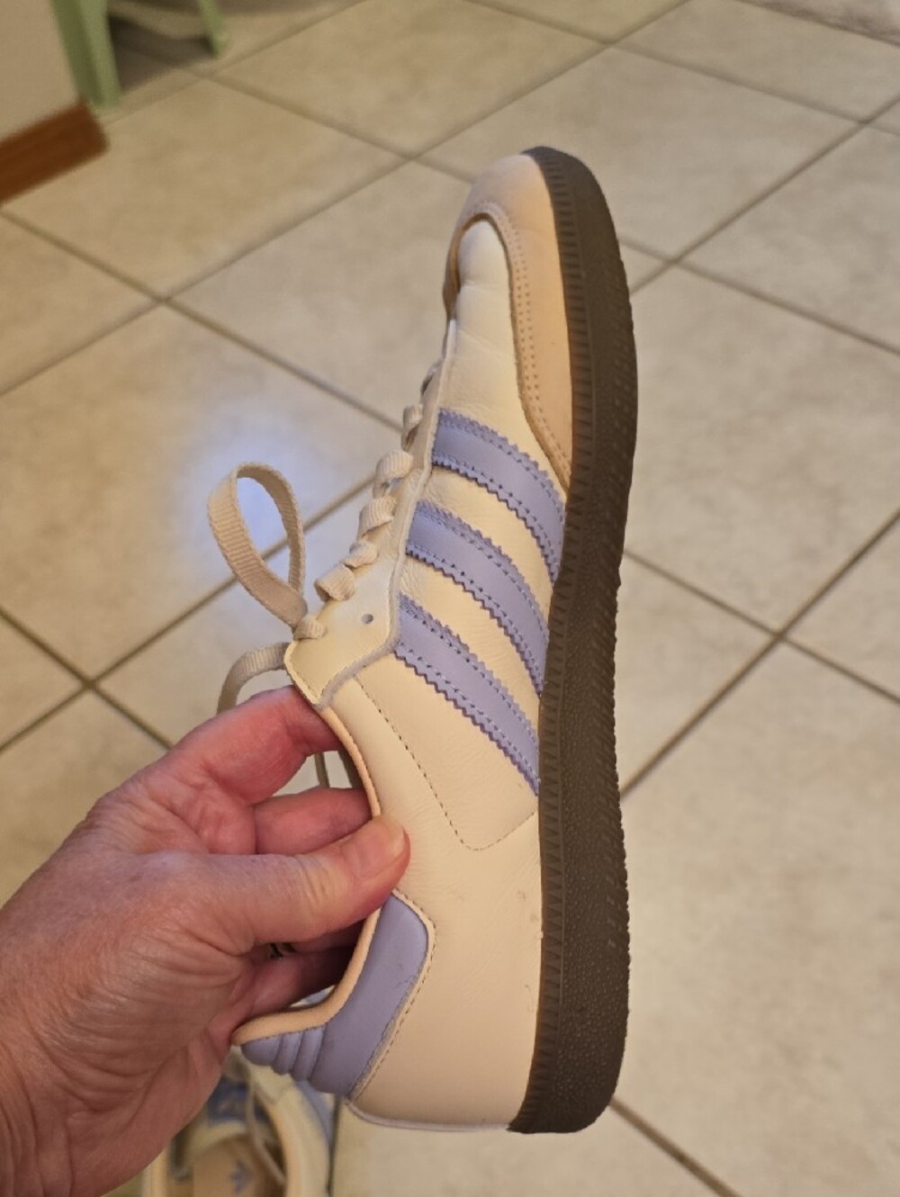 adidas Women's Retro Sneakers in Cream and Light Blue - Picture 7 of 9